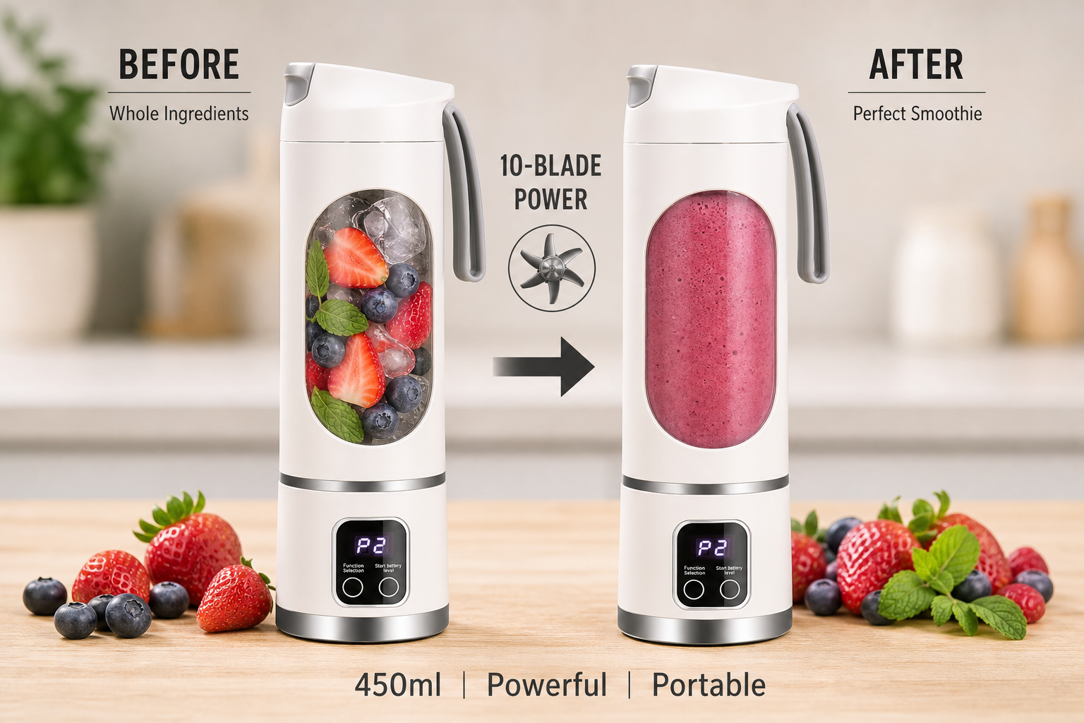 10 Blade Portable USB Rechargeable Blender